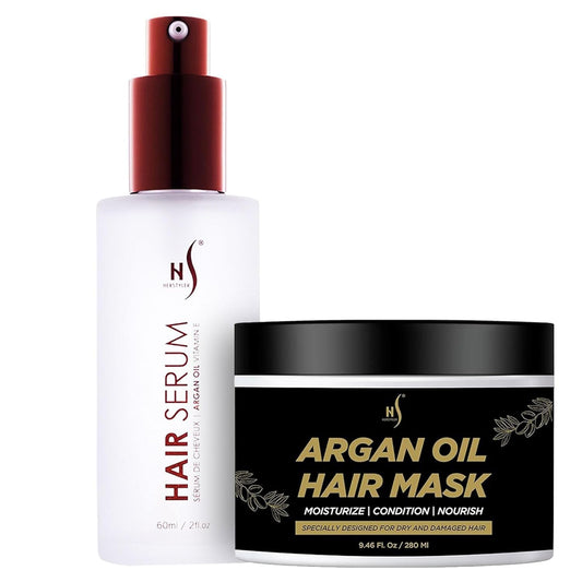 Hair Mask And Argan Oil Hair Serum Set - Deep Conditioning Mask For Soft Hair Texture - Hair Mask Serum For Frizzy Hair - Argan Oil Mask From HerStyler - Hair Care Set