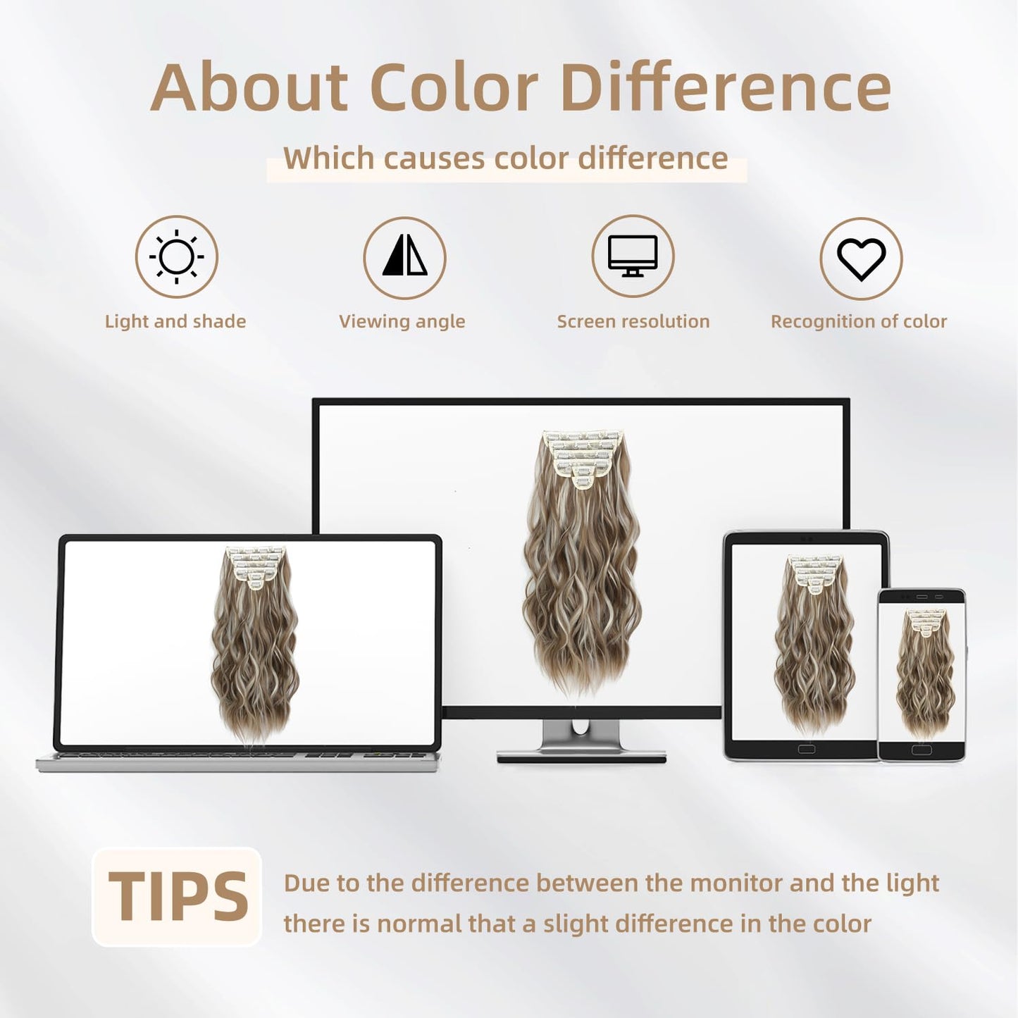 Clip in Hair Extensions for Women Brown with Blonde Highlights Long Wavy Hair Extensions Clip Ins 6PCS 20 Inch Synthetic Soft and Natural Thick Hair Pieces for Women