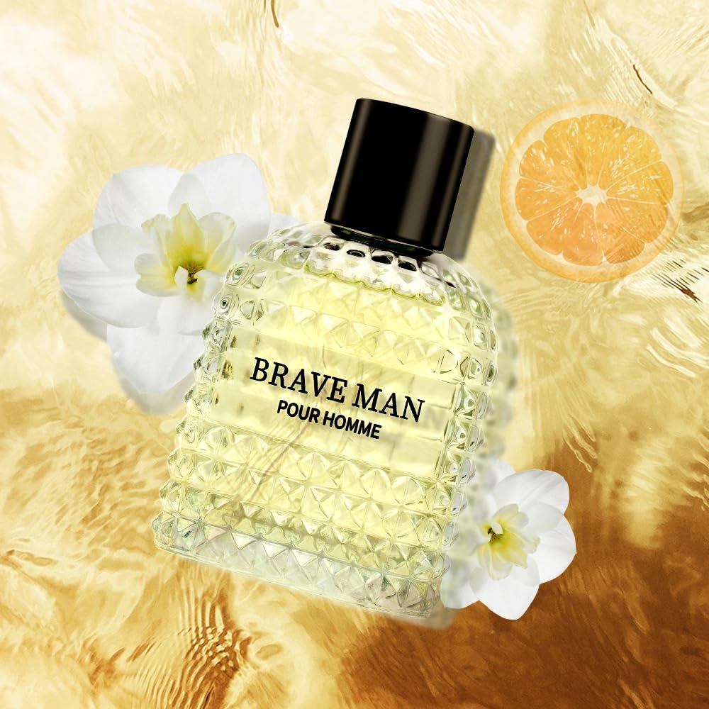 Brave Man for Men Perfume Natural Spray Brave Man Pour Homme for Men's Eau De Parfum Cologne for Men Great Natural Taste for Daily Use Smell Fresh All Day A Gift for Any Occasion 3.4 Fl Oz/100ML