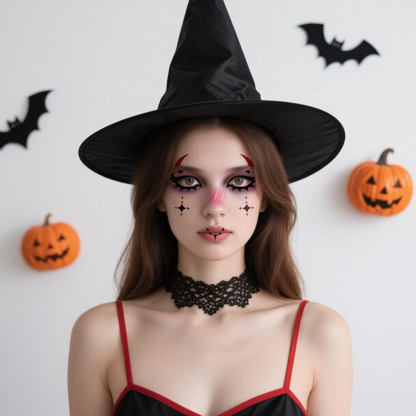 8Pcs Halloween Devil Face Tattoo, Face Temporary Tattoos Face Temporary Tattoo Sticker, Halloween Makeup Tattoo Stickers for Women, Men, Kids, Festival, Cosplay, Halloween