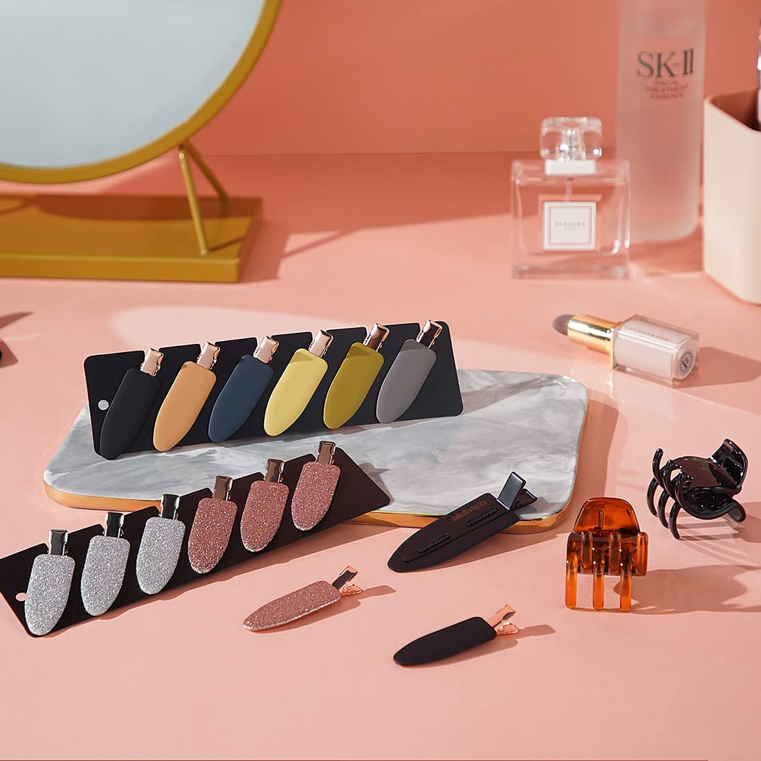 minihope 12 pieces No Bend Hair Clips, Curl Pin Clips, No Crease Hair Clips for Makeup Application，2022 style, non-slip.Hair won't get caught between plastic attached to metal. (Shiny)…