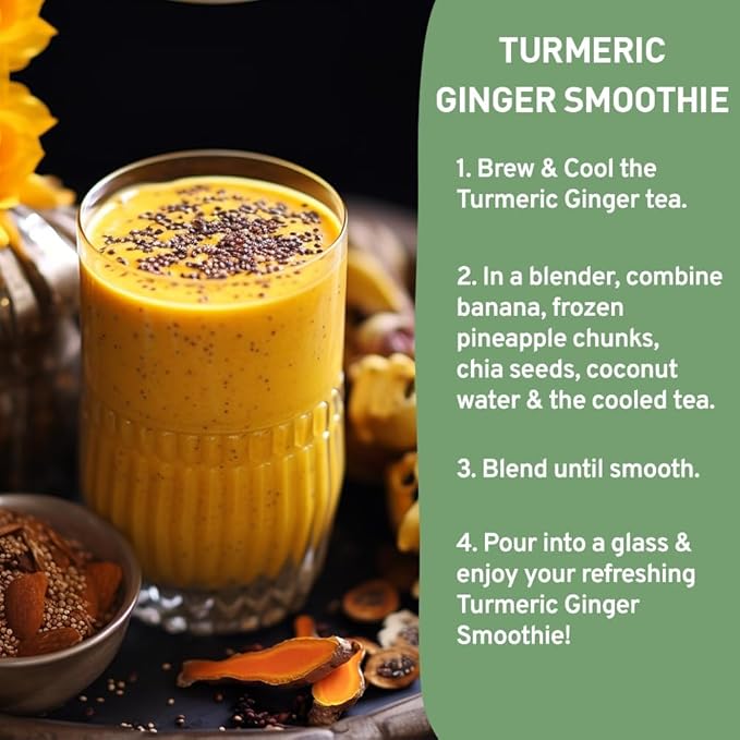 HANDPICK, Organic Turmeric Ginger Tea, 100 Eco-Conscious Tea Bags | Caffeine Free, Gluten Free, Non-GMO | 100% Pure Herbal Blend - Savory & Spicy