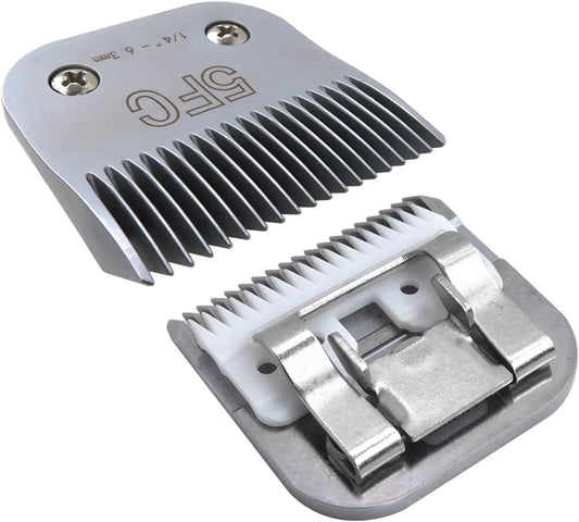 New Detachable Hair Clipper Blade Replacement,Ceramic Blade Compatible for Andis Detachable Blade Clippers AG, AGC, BDC, BG, DBLC, FHC, MBG, SMC Pet Hair Gromming,(1/4")(6.3mm) by INGQI