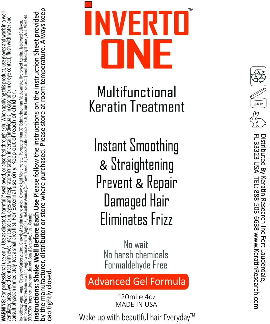 INVERTO ONE Formaldehyde-Free Keratin Hair Treatment for Curly Hair by KERATIN RESEARCH - Kit with 120ml Treatment, Deep Moisturizing Mask, and Clarifying Shampoo