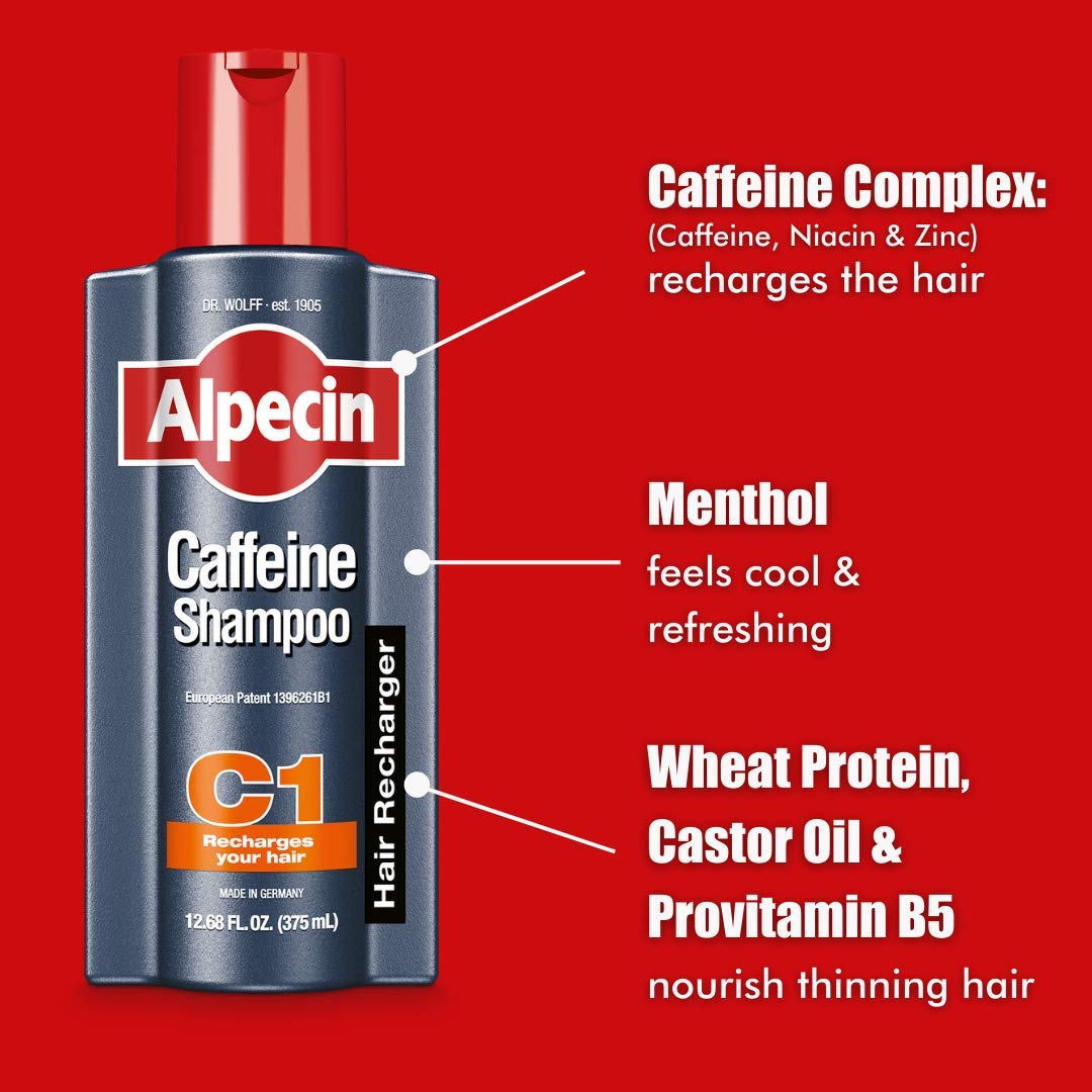 Alpecin C1 Caffeine Shampoo 8.45 fl Oz (Pack of 3) I Hair Performance Enhancer I Promotes Natural Hair Growth and Thickness I Energizes Scalp