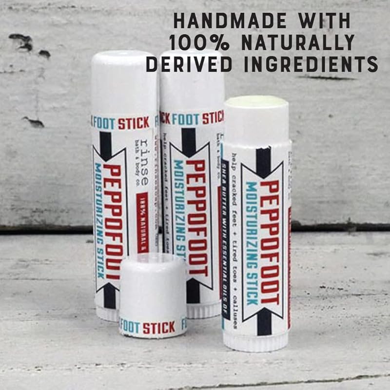 Rinse Bath & Body Peppofoot Heel Balm Stick - Handmade Heel Balm for Dry Cracked Feet w/Peppermint and Tea Tree Oils | Ultra Moisturizing | No Mess Cracked Heel Stick | Natural | Travel Size | 0.65oz