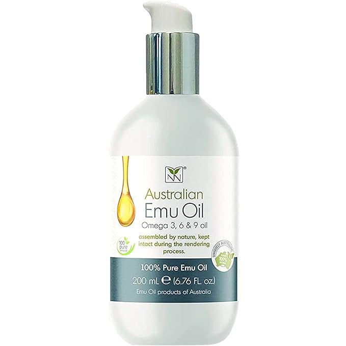 Emu Oil Skin Moisturizer - Scalp, Hair, Face, Body & Nail Moisturizer with Omega 3, 6, 9, Vitamins, & Minerals - Body & Face Serum for Fine Lines, Stretch Marks, Dry Lips & Cuticles - 200mL, Unscented