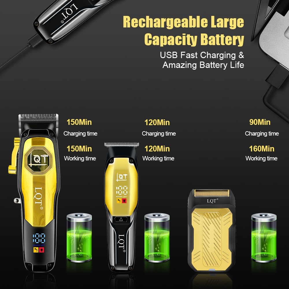 Professional Hair Clippers for Man,Hair Clippers Electric Shavers Razor T-Blade Hair Trimmer, 3 in 1 Cordless Barber Trimmer Bald Shavers LED Display Gifts (3PCS)