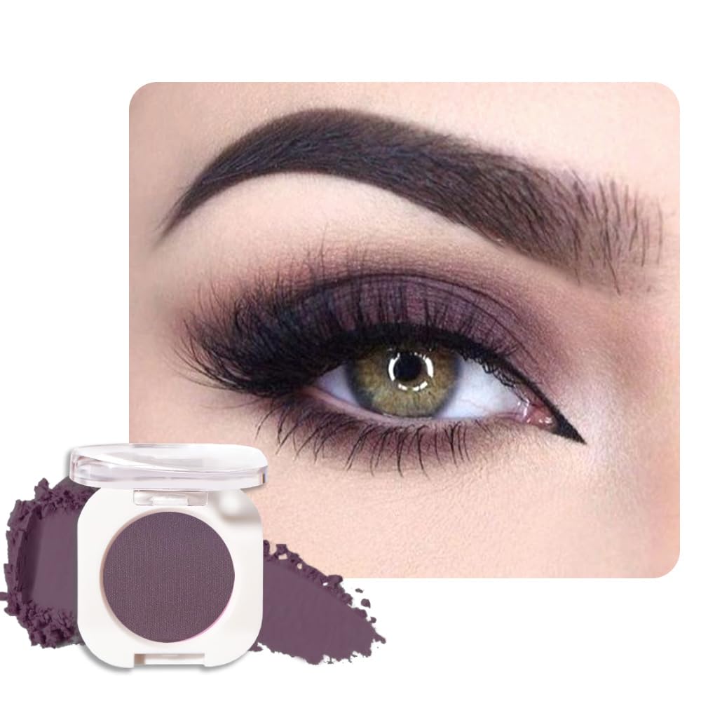 Single Matte Eye Shadow Palette Makeup, Eggplant Matte Eyeshadow for Older Women, Monochrome Eye Shadow Makeup, Pigmented Waterproof Sombras Para Ojos, Vegan, Talc, Paraben & Cruelty Free, 15