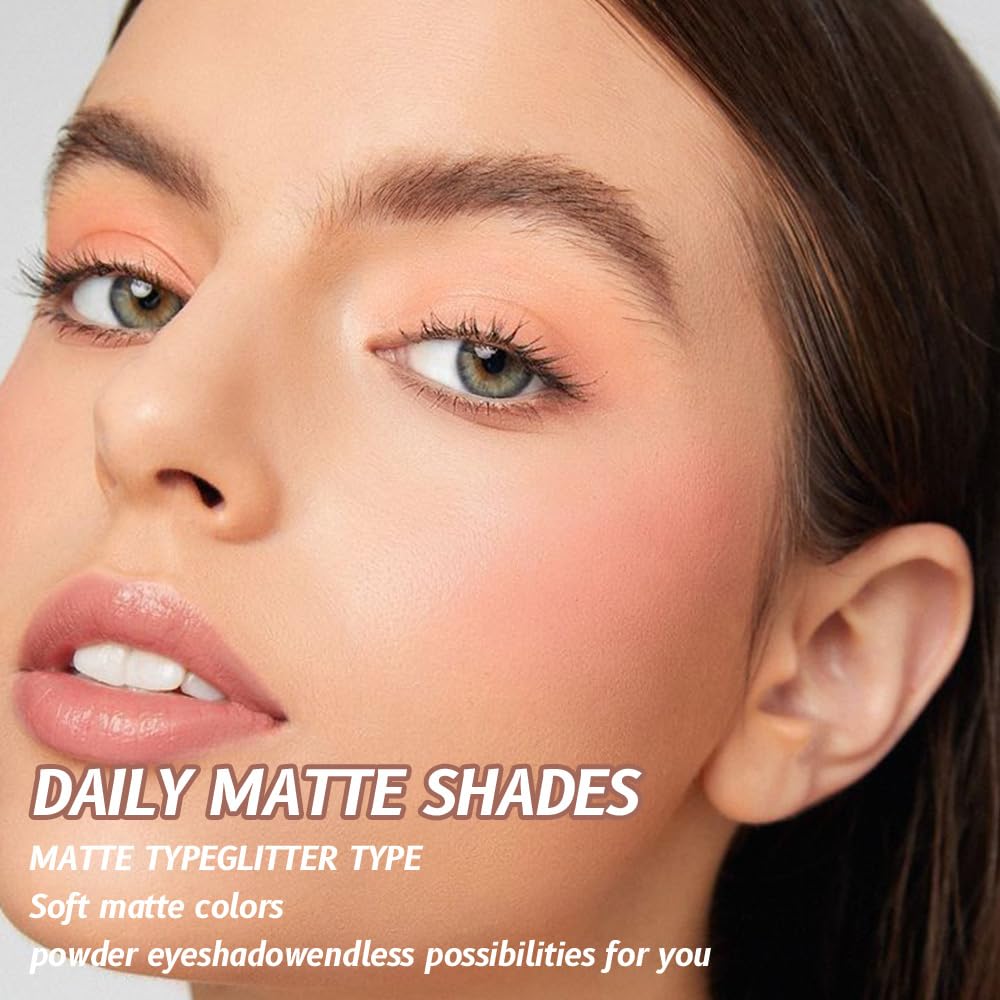 Single Mini Pressed Eyeshadow Makeup Palette, Nude Skin Color Sparkle Shimmer Glitter Monochrome Cream Eye shadows Palette Brightener Makeup for Older Women, Pigmented Waterproof 02#