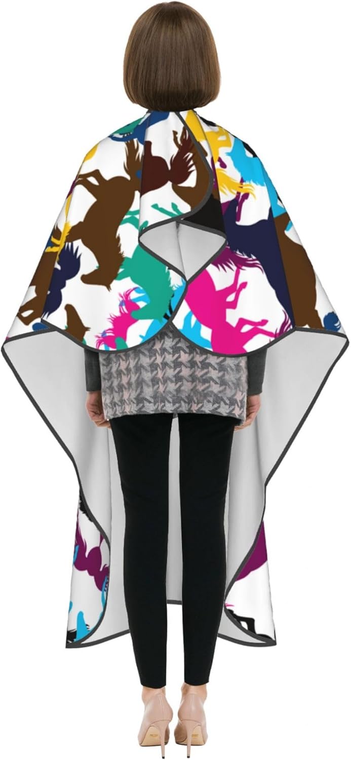 Hair Cutting Salon Cape Colorful Horse Salon Cape Apron for Hair Salon, Cosmetology Supplies, Water Resistant Professional Salon Cape Hair Cutting Cloak - 55x66 Inch