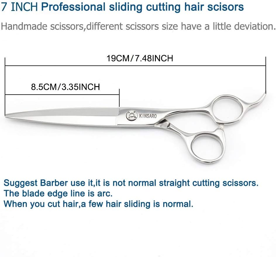 Barber Scissors 7" Professional Sliding Hair Scissors Willow Shape Sliding Hair Shears Professional Haircut Razor Edge 440c Barber Shears KINSARO for Hairdresser Barbershop or Home Use