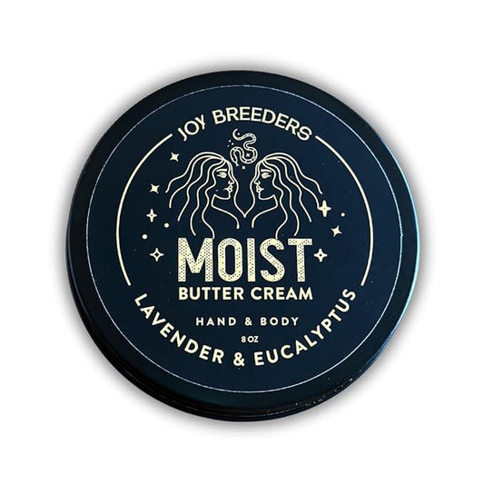 Moist Shea Butter Cream | Lavender & Eucalyptus | LARGE (7.5oz) | Organic Body Butter | Hand/Body Moisturizer | Clean Skincare | Aids Dry Skin | Lasting Moisture | Rich & Velvety Texture