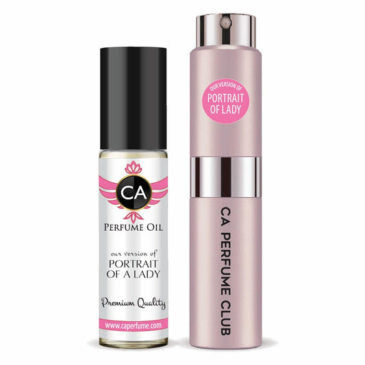 CA Perfume Duo Impression of Portrait Of A Lady For Women Perfume Layering Set Long Lasting Travel Size EDP + Body Oil Roll-On Bottle 0.27 Fl Oz+0.33 Fl Oz