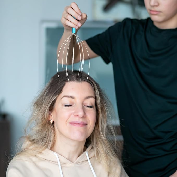 Head Massager Scratcher Scalp Massagers Handheld Scalp Massager Head Massagers with Back Scratcher for Men Women Deep Relaxation Stress Relief Hair Growth