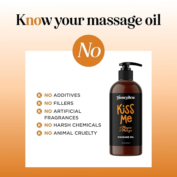 Mango Sensual Massage Oil for Couples - Alluring Tropical Full Body Massage Oil for Date Night and Nourishing Body Moisturizer with Sweet Almond - Vegan Non Staining Non Greasy Smooth Gliding Formula