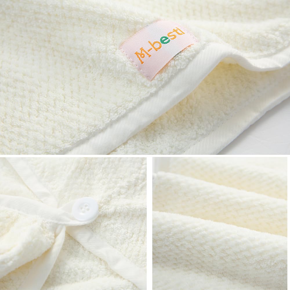 2 Pack Microfiber Hair Towel Wrap,Hair Drying Towel with Button, Absorbent and Soft,Anti-frizz Head Towel to Dry Hair Quickly(Beige&Beige)
