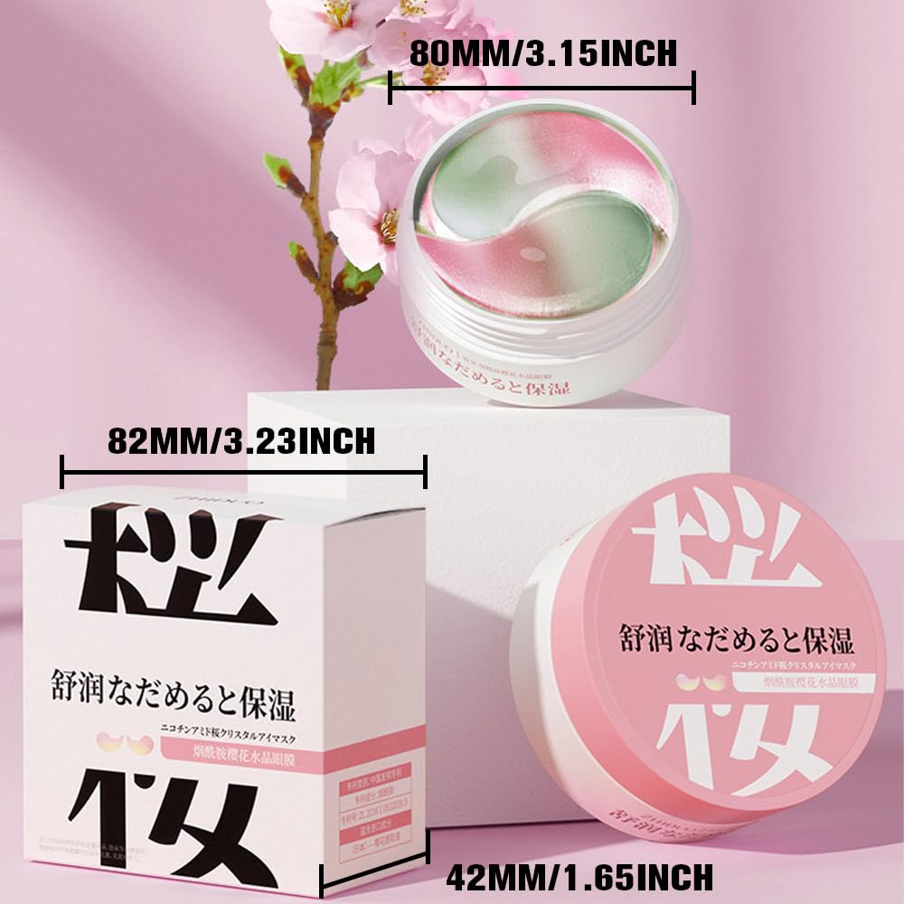 Under Eye Patches for Dark Circles, 30 Pairs Retinol Collagen Eye Gels Mask, Eye Patches for Dark Circles and Puffiness, Anti Aging Moisturizer For Women Gift, Crystal Cherry Blossom Color Eye Masks