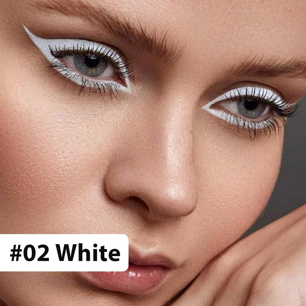 evpct 2Pcs White Color Gel Glitter Eyeliner Pencils Set for Women Waterline Waterproof Smudge Proof lapiz de ojos delineador de ojos contra el agua Eye Liner Makeup
