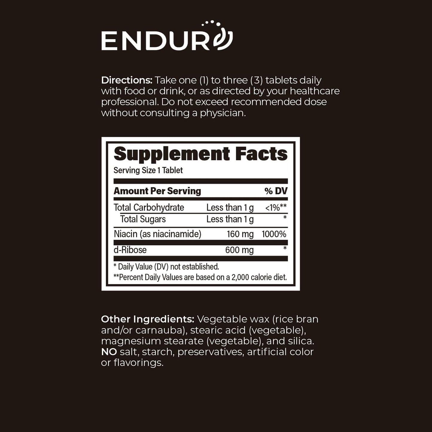 Endur RIAGEV-SR, Sustained Release NAD+ Booster for Helping You Feel & Perform Your Best, Ribose & Niacinamide, Vegan, Gluten Free (90 Tablets)