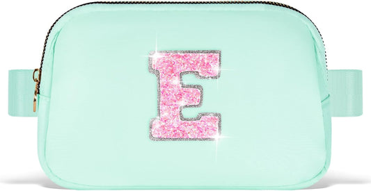 Fanny Pack Belt Bag Crossbody Bags with Initials Letter Patch Trendy Stuff for Teens Cute Stuff Birthday Gifts for Teenager Girls | Light Green,Initial E