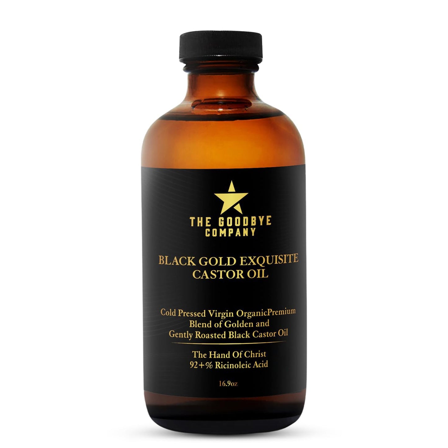 The Goodbye Company 100% Pure Organic Jamaican Black Castor Oil - Premium Cold-Pressed for Hair Growth, Skin Moisturizing, Eyelashes & Eyebrows - 16.9oz