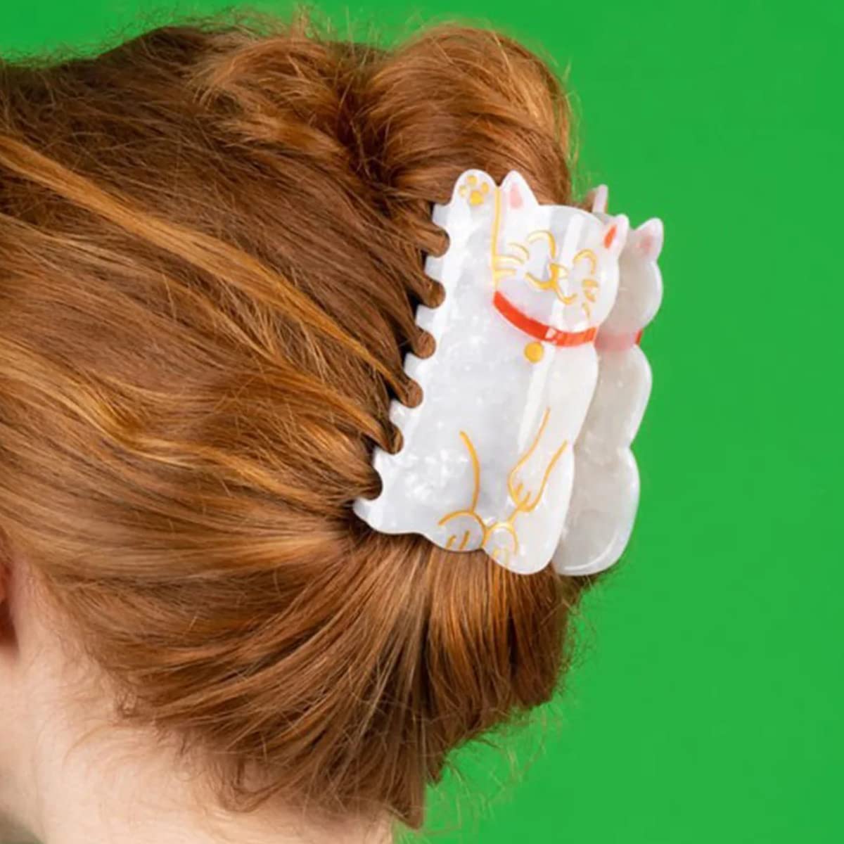 Lucky Cat Hair Clips,Cellulose Acetate Hair Clips,Small Claw Clips for Girl,Hair Accessories