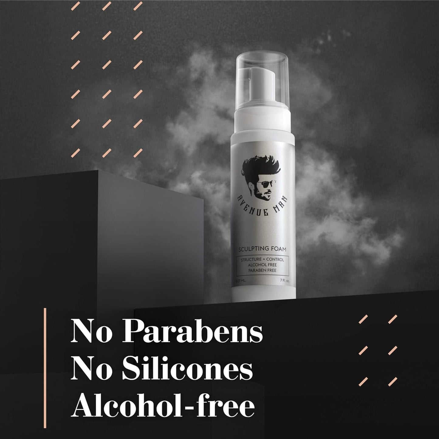 Avenue Man Unscented Sculpting Foam - Frizz Control & Firm Hold Hair Mousse for Men - Styling Hair Products - Mens Mousse for Hair Styling with No Crunch, Clean Texture & Long-Lasting Lift - 7 oz