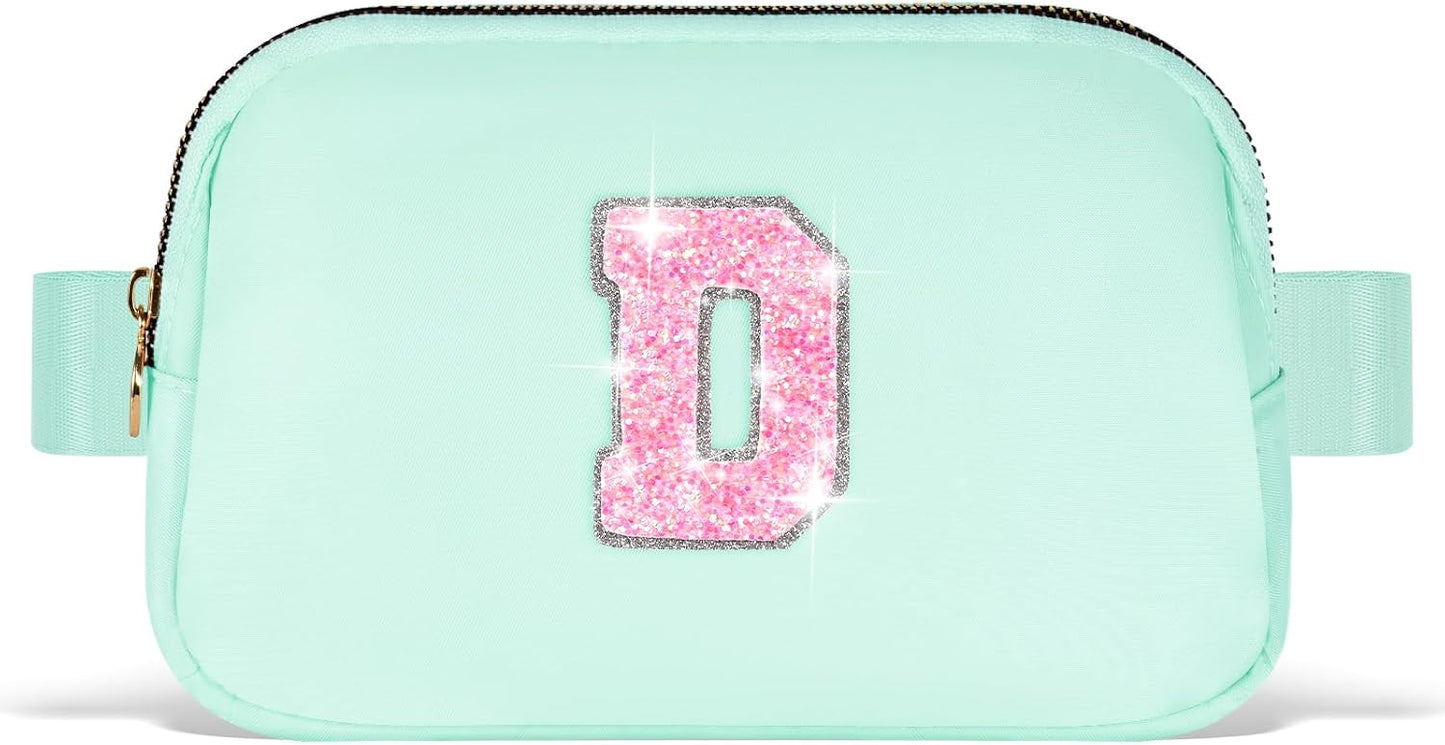 Fanny Pack Belt Bag Crossbody Bags with Initials Letter Patch Trendy Stuff for Teens Cute Stuff Birthday Gifts for Teenager Girls - D,Light Green Bag