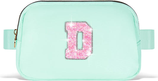 Fanny Pack Belt Bag Crossbody Bags with Initials Letter Patch Trendy Stuff for Teens Cute Stuff Birthday Gifts for Teenager Girls - D,Light Green Bag
