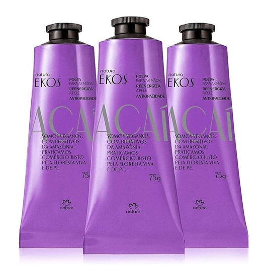 natura - Linha Ekos (Acai) - Kit de Polpa Hidratante para as Maos (3 x 75 Gr) - (Ekos (Acai) Collection - Hand Moisturizing Pulp Set (3 x Net 2.64 Oz))