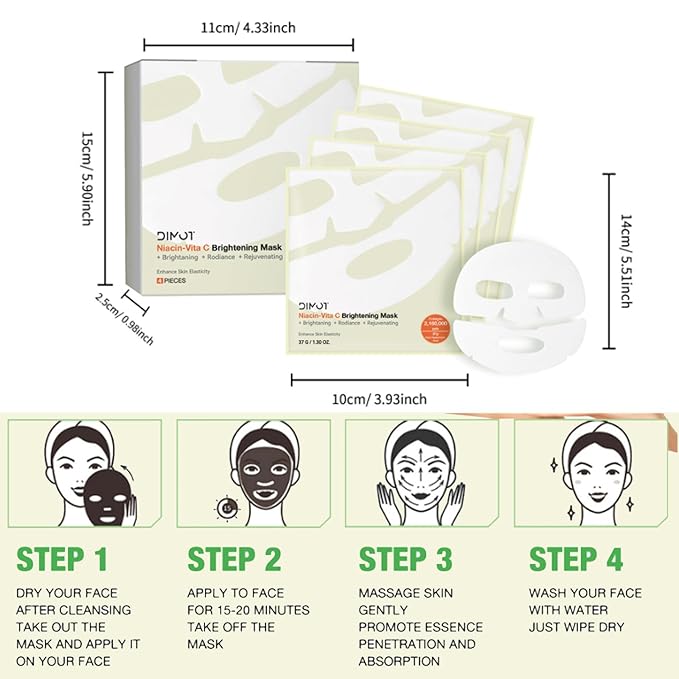 4 PACK Deep Collagen Overnight Mask, Bio-collagen Face Hydrogel Mask Korean Skincare Facial sheet masks for lifting, firming, and Elasticity Improvement (Niacin-Vita C Mask)