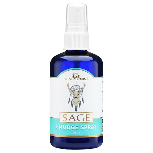 White Sage Smudge Spray (4 Fl Oz) - for Cleansing Negative Energy - Sage Spray Alternative to Incense Sticks - Sustainably Made in USA with Pure Essential Oils and Real Crystals