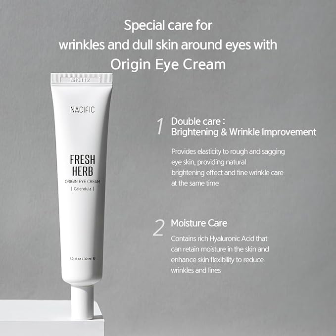 NACIFIC Fresh Herb Origin Eye Cream 1.01fl.oz 30ml for Wrinkles, Dark Circles & Puffiness – Hypoallergenic Korean Skincare with Niacinamide – Moisturizing & Brightening Eye, Mouth & Neck Cream