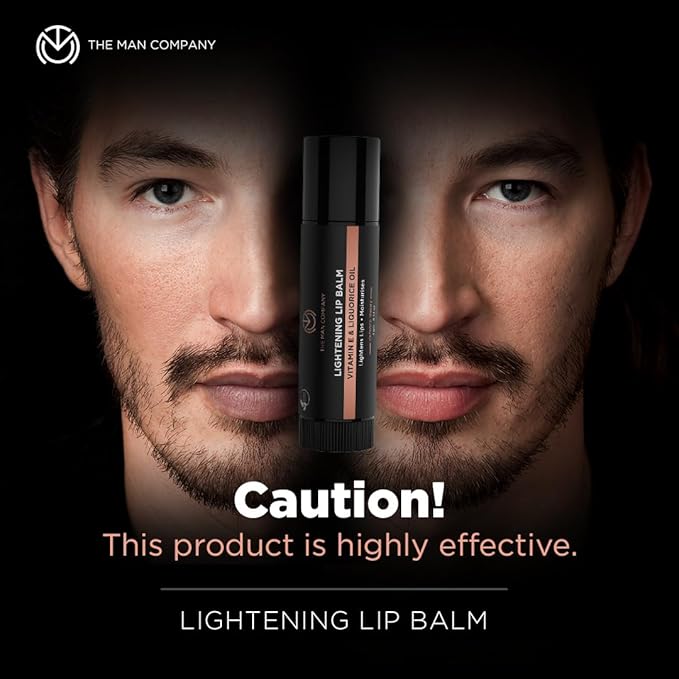 The Man Company Lightening Lip Balm for Men with Vitamin E & Liquorice Oil (0.14 oz), Lightens Darkened Lips, Nourishes, Moisturizes & Hydrates | PABA Free