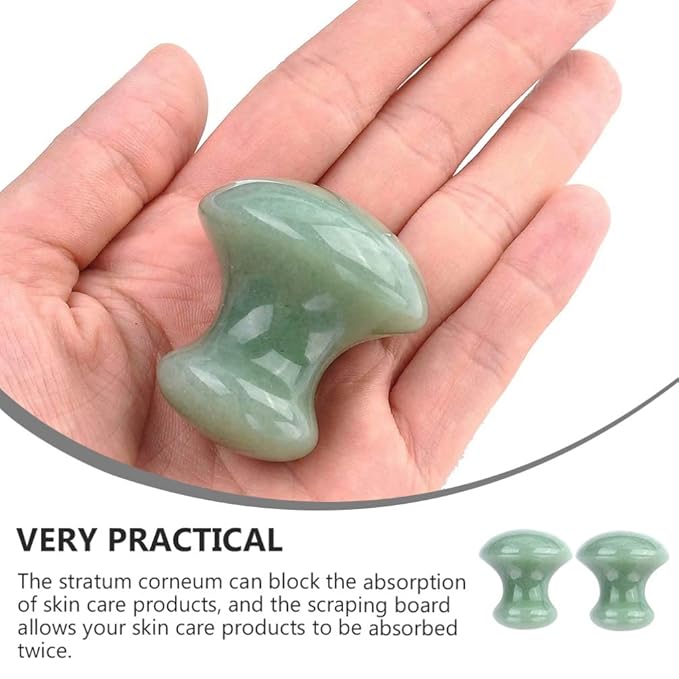 Uonlytech Ice Roller 2Pcs Facial Tools, Green Jade Quartz Massage Rollers Stones Scraping Massage Tool for Women Home Spa