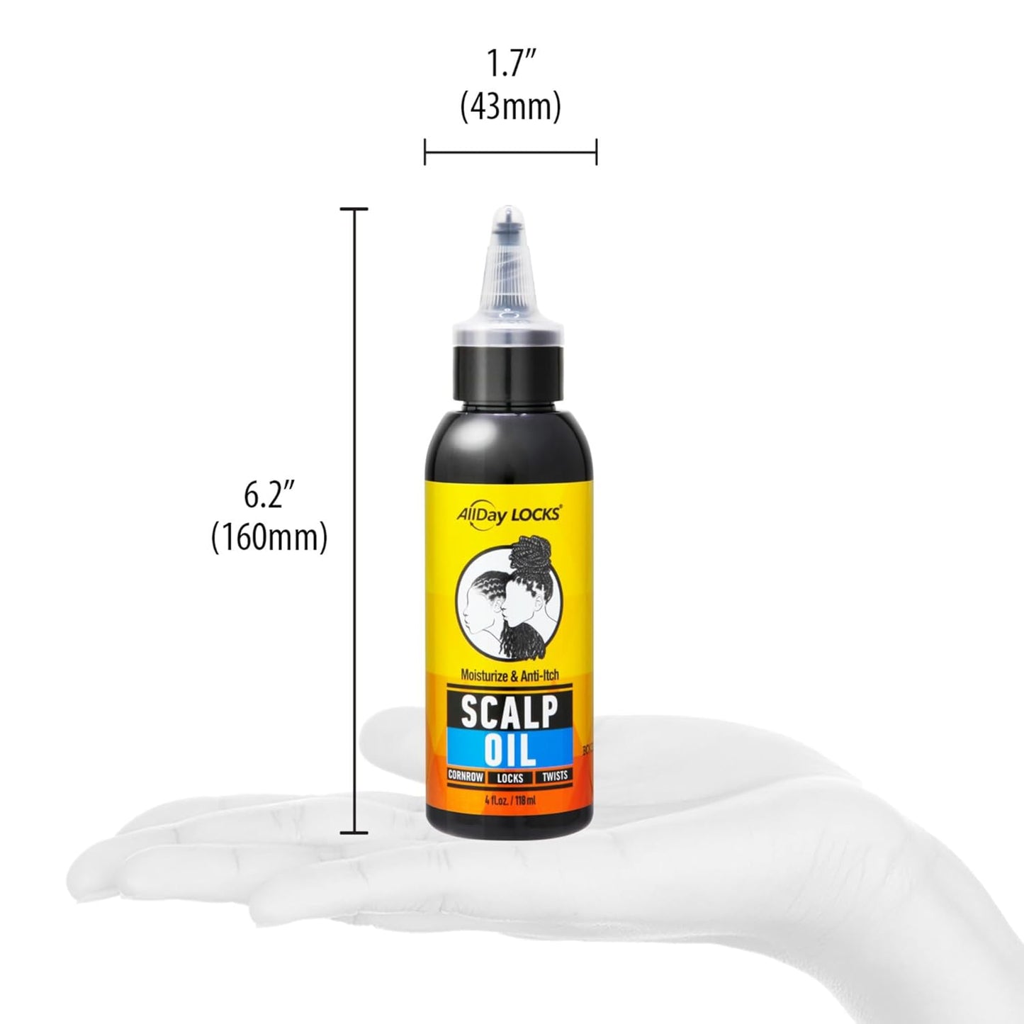 AllDay Locks Scalp Oil (4 oz) | Soothing, Nourishing Conditioner for Dry, Itchy Scalp | Sunflower, Lavender, Tea Tree Oil | Relieve Soreness & Tension in Braids, Locks, Twists, Cornrows | 4 oz