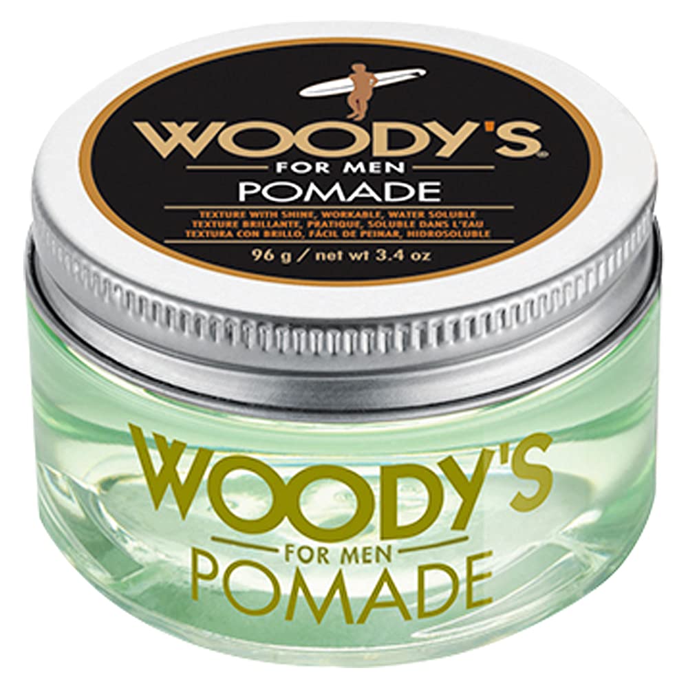 Woody's Hair Clay Pomade for Men - Matte Finish, Medium Hold, Water-Soluble Styling Gel for Men’s Hair - Strong Hold Pomade for Textured Looks, 3.4 oz