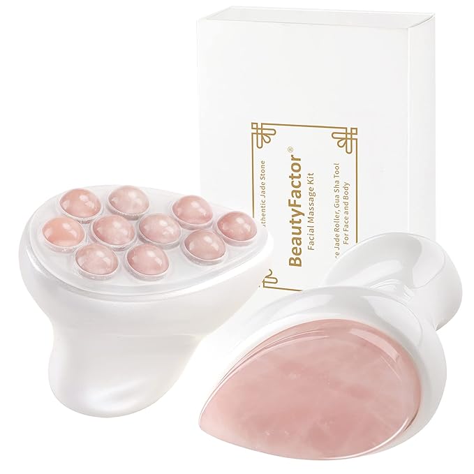 Ice Jade Roller & Gua Sha Facial Tools Face Roller for Skin Care,Facial Roller Gua Sha Tool for Puffiness and Redness Reducing Skin Care Routine