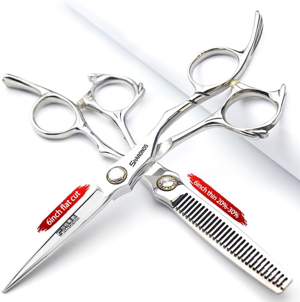 6/6.5-inch Sharonds hair clippers, professional Japanese 440C scissors, efficient scissors, scissors, comb adjuster (6 inch 2 Piece-A)