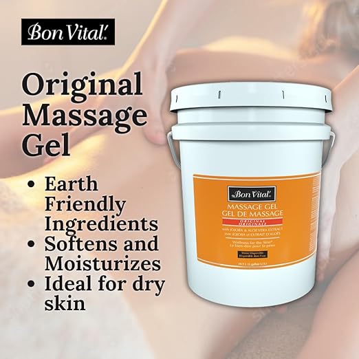 Bon Vital' Original Massage Gel for a Versatile Massage Foundation to Relax Sore Muscles and Repair Dry Skin, Superior Glide & Gentle Friction for Clients, 5 Gal, Label may Vary
