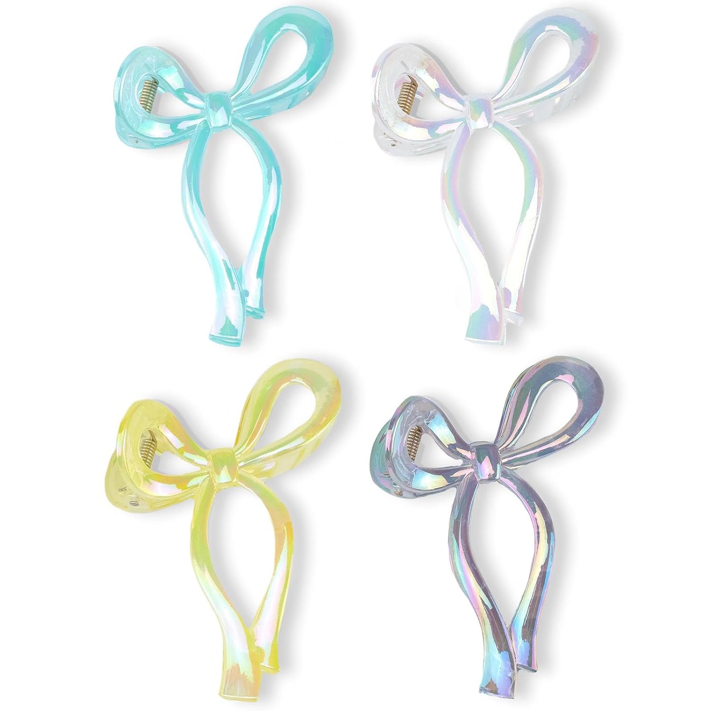 4PCS Jelly Color Bow Hair Claw Clips Cute Elegant Butterfly Hair Accessories Acrylic Fashion Clips Nonslip Butterfly Clip Hair Styling Accessories for Women (Jelly color)