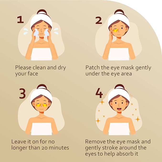 Under Eye Patches (30 Pairs), 24K Gold Under Eye Mask for Puffy Eyes, Dark Circles,Bags and Wrinkles with Collagen,Relieves Pressure and Reduces Wrinkles,Revitalises and Refreshes Your Skin