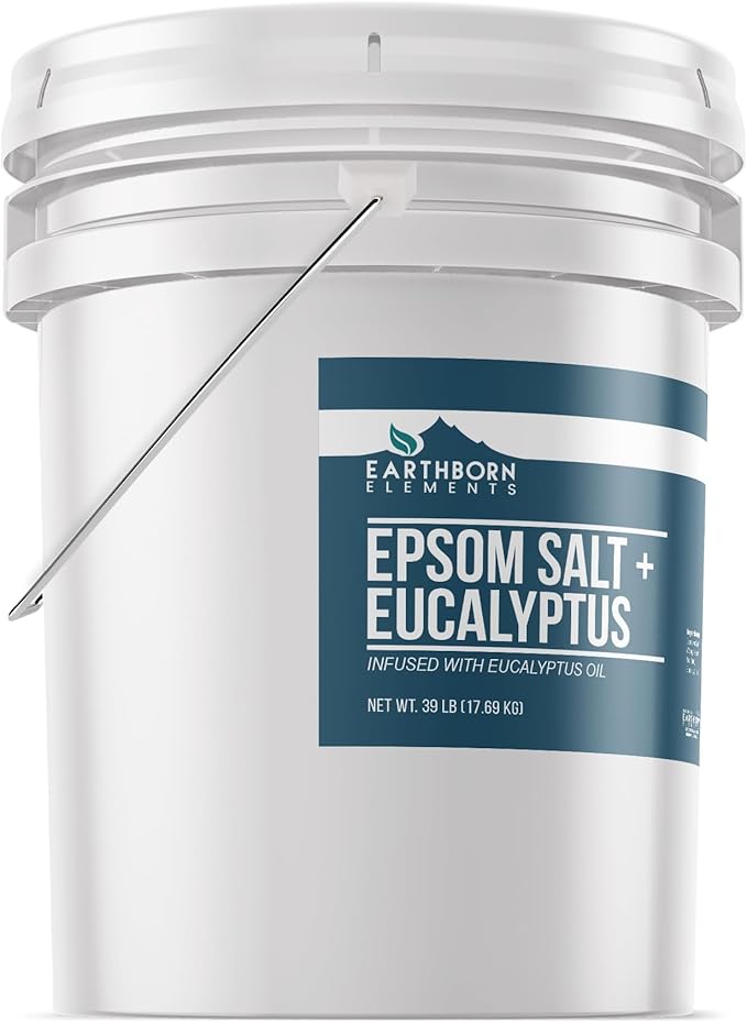 Earthborn Elements Eucalyptus Epsom Salt 5 Gallon Bucket, Pure & Undiluted, Soothing Aroma