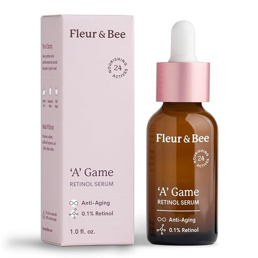 Retinol Serum | Clean, 100% Vegan | Anti Aging Retinol Serum For Face, Reduce Appearance of Wrinkles, Lines, Dark Spots | 'A' Game by Fleur & Bee - 1 oz