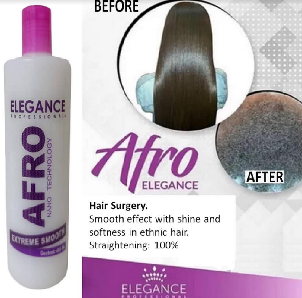 Elegance Professional Afro Surgery - Extreme Straightening Treatment for Wavy, Curly or Very Frizzy Hair - Ideal for Damaged Hair (480ml or 16.23 fl oz)