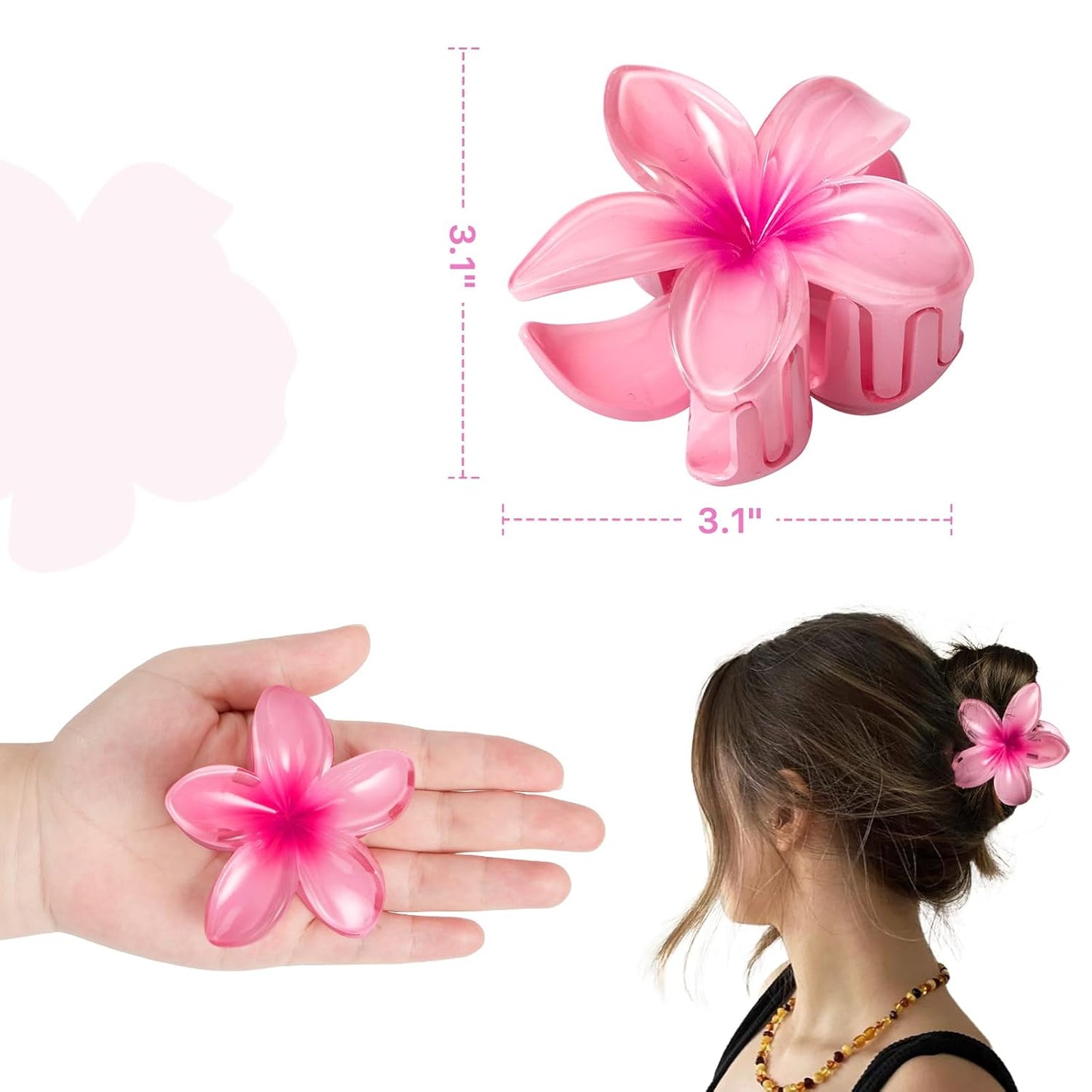 6 Pack Flower Hair Claw Clips for Women, Hawaiian Hibiscus Hair Clips, Cute Hair Accessories, Gifts for Women Girls