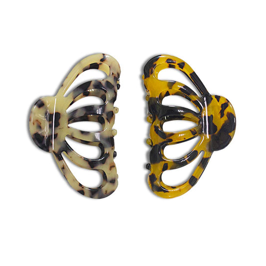 Tortoise Shell Hair Clips for Women Claw Leopard Print Large Fashion Accessories for Fine Hair 2PCS in Set