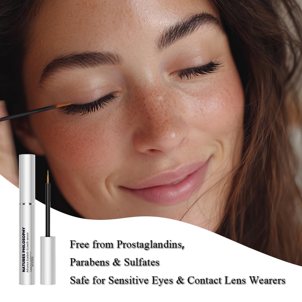 NP NATURES PHILOSOPHY Lash Brow Growth Serum, Prostaglandin-Free Eyelash Liquid for Thicker Longer Fuller Natural Lashes, Peptide Eyelash Eyebrow Enhancing Serum - Sérum De Pestañas Crecimiento 3ml