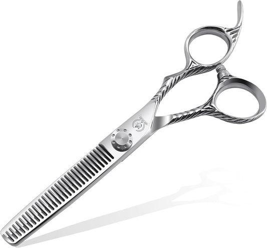 Fenice Peak Hair Thinning Scissors 6.0'' Barber Texturizing Shears 440C Thinner Hair Scissors with Engraving Handle for Salon and Home User